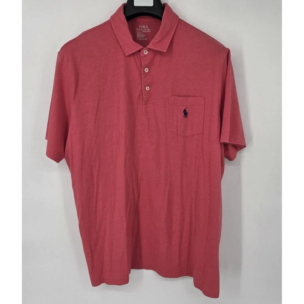 Polo Ralph Lauren Performance Short Sleeve Polo Shirt Classic Mens XL Pink Coral